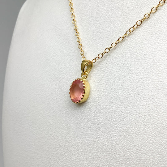 Rose Quartz Gold Finish Pendant - Rocks and Gems Canada
