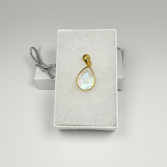 Rainbow Moonstone Gold Finish Pendant - Rocks and Gems Canada