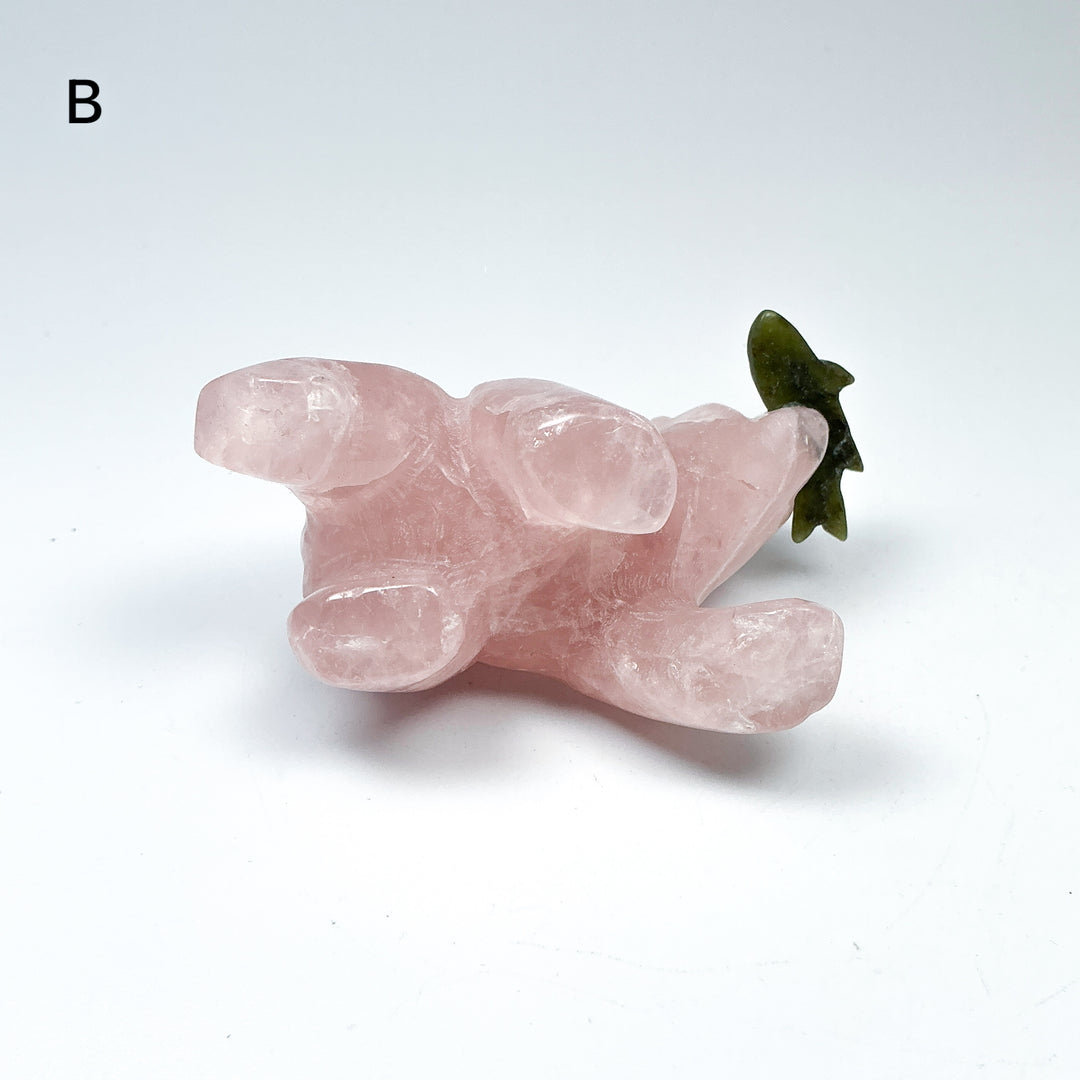 Rose Quartz Bear with Canadian Jade Fish Carving - Rocks and Gems Canada