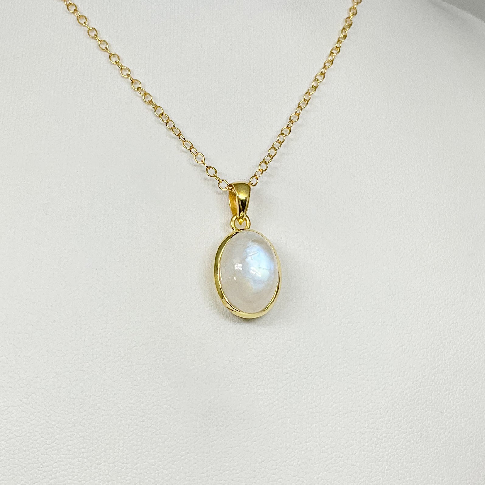 Rainbow Moonstone Gold Finish Pendant - Rocks and Gems Canada