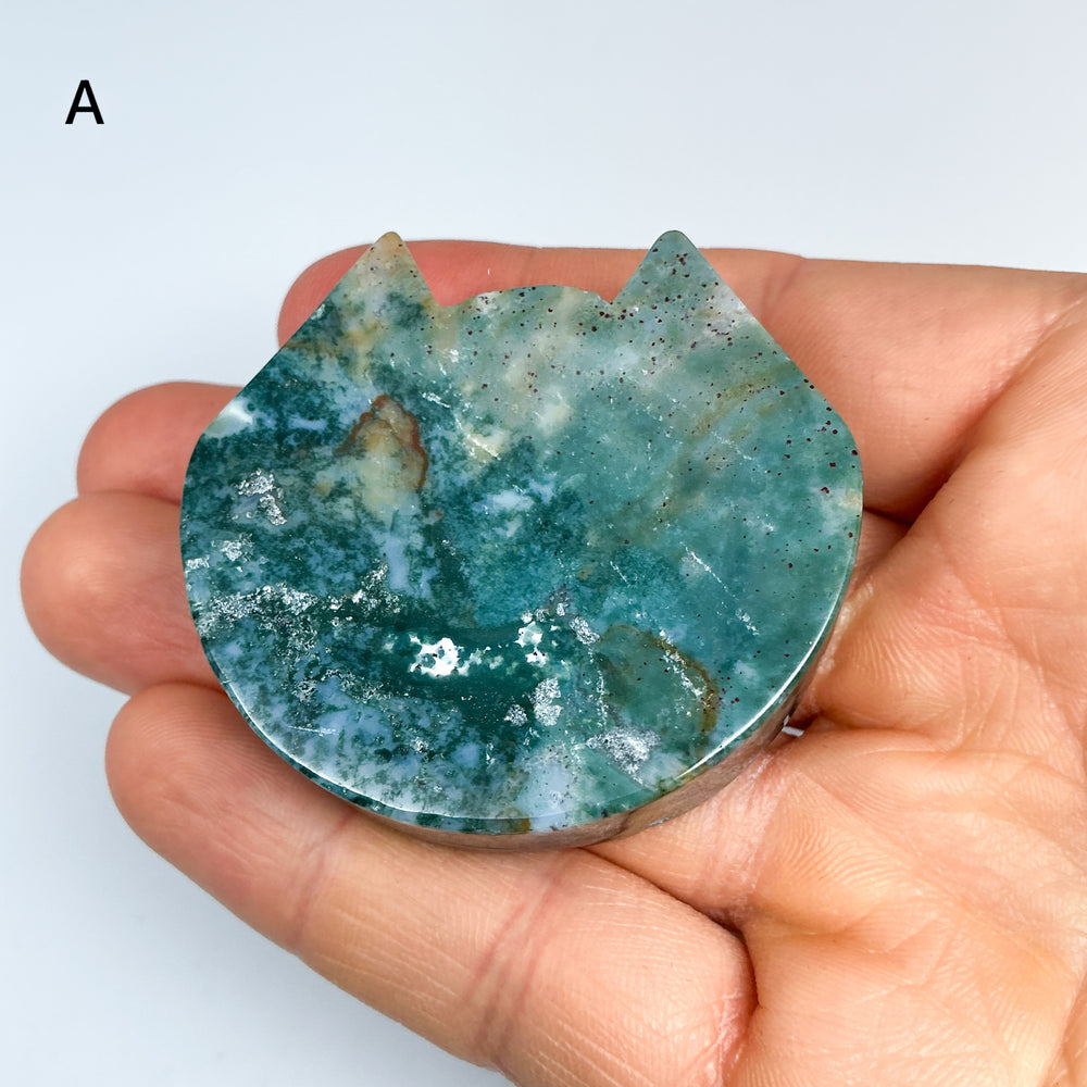 Moss Agate Cat Bowl - Rocks and Gems Canada