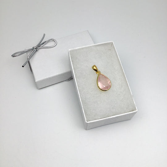 Rose Quartz Gold Finish Pendant - Rocks and Gems Canada