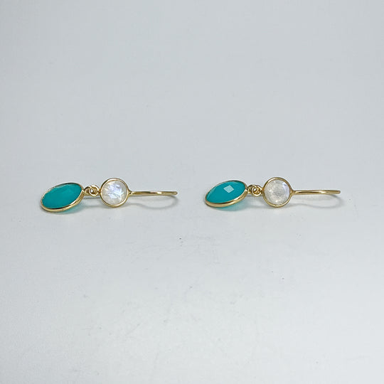 Blue Onyx and Moonstone Dangle Earrings - Rocks and Gems Canada
