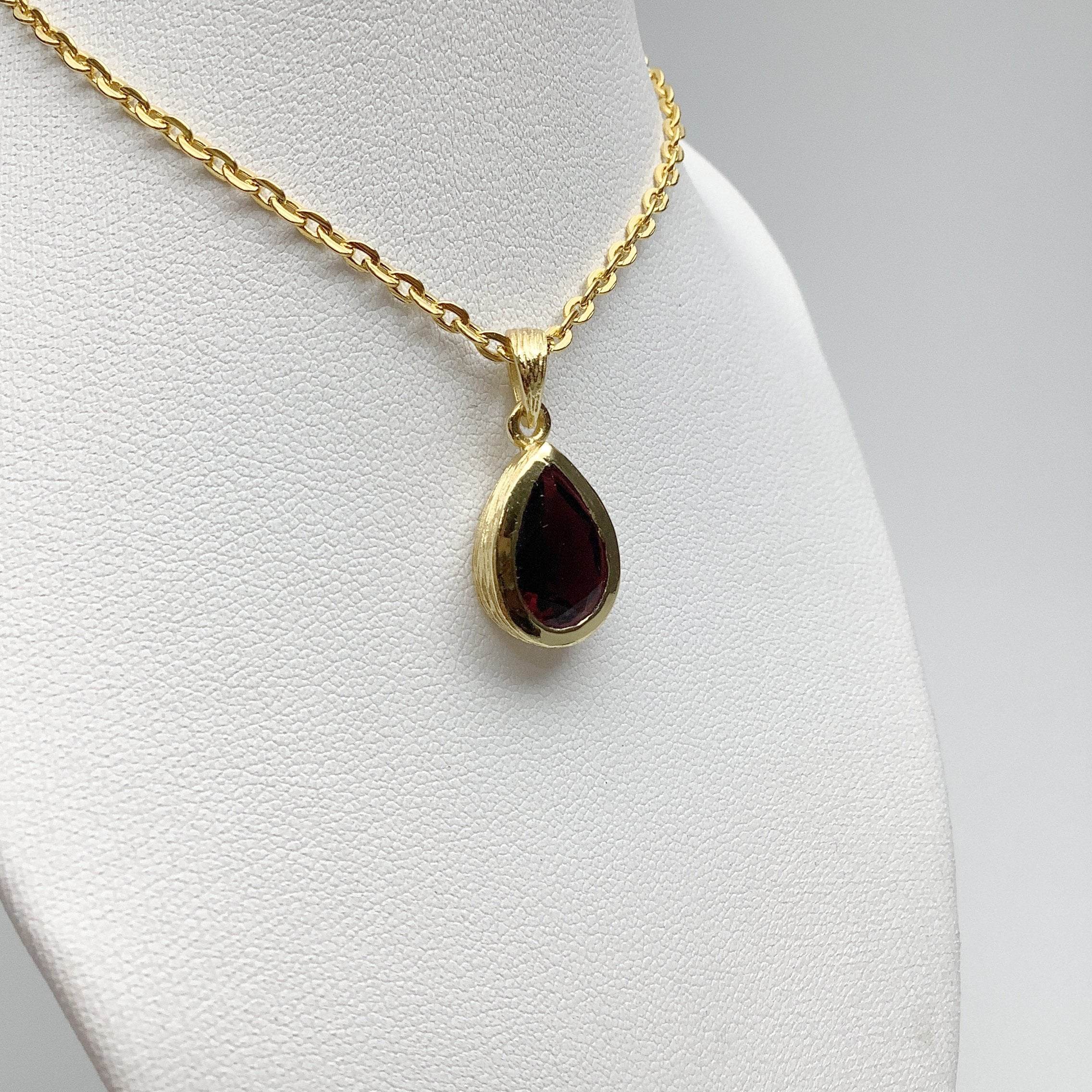 Garnet Gold Finish Pendant - Rocks and Gems Canada