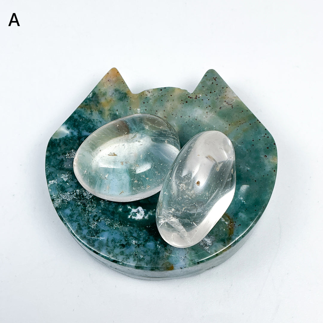 Moss Agate Cat Mini Bowl - Rocks and Gems Canada