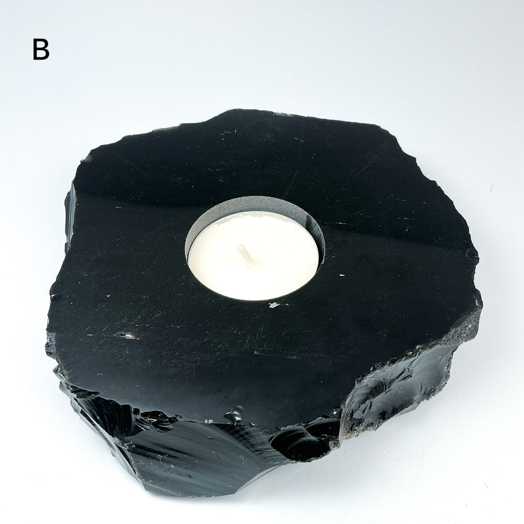 Black Obsidian Candle Holder - Rocks and Gems Canada