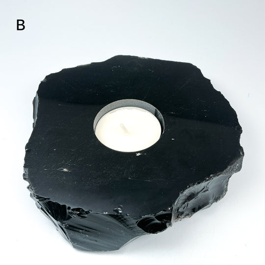 Black Obsidian Candle Holder - Rocks and Gems Canada
