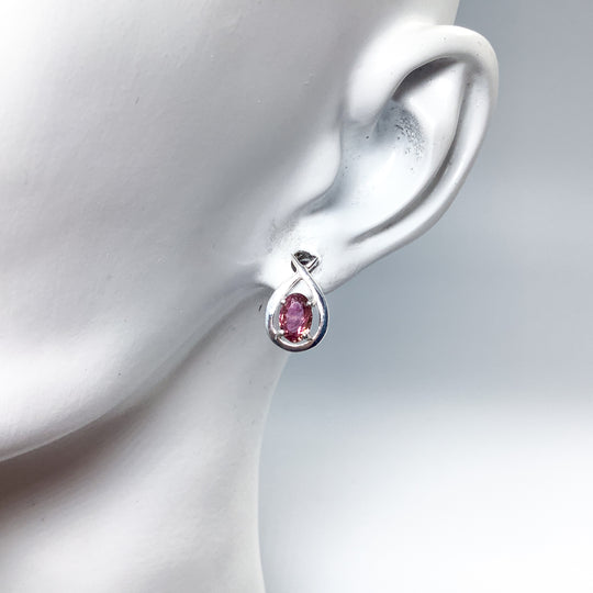 Pink Tourmaline Stud Earrings