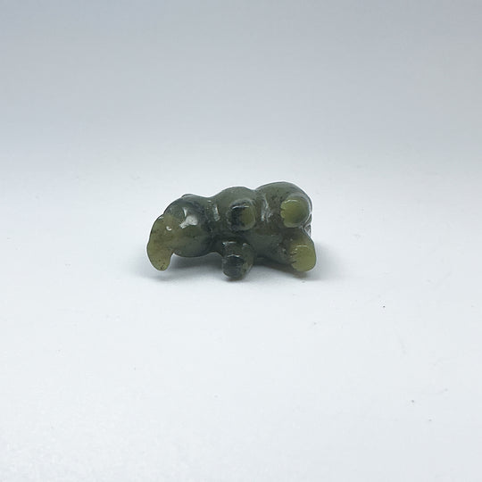 Mini Canadian Jade Bear with Fish Carving - Rocks and Gems Canada