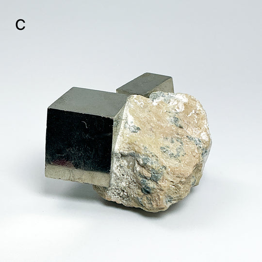 Iron Pyrite Cube in Matrix