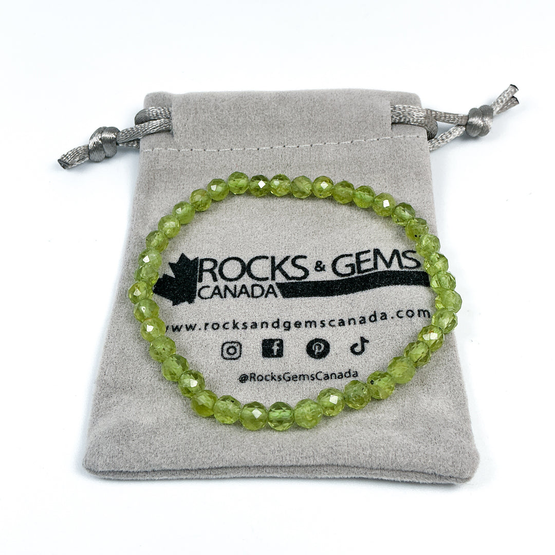Peridot Faceted Beaded Bracelet - Rocks and Gems Canada