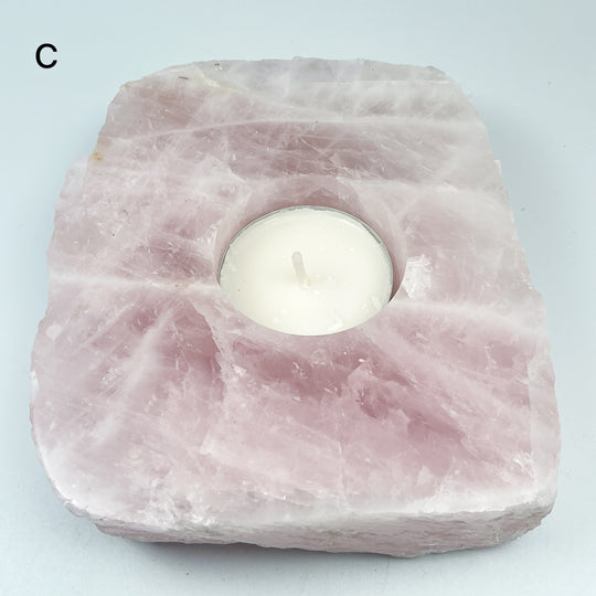 Rose Quartz Candle Holder - Rocks and Gems Canada