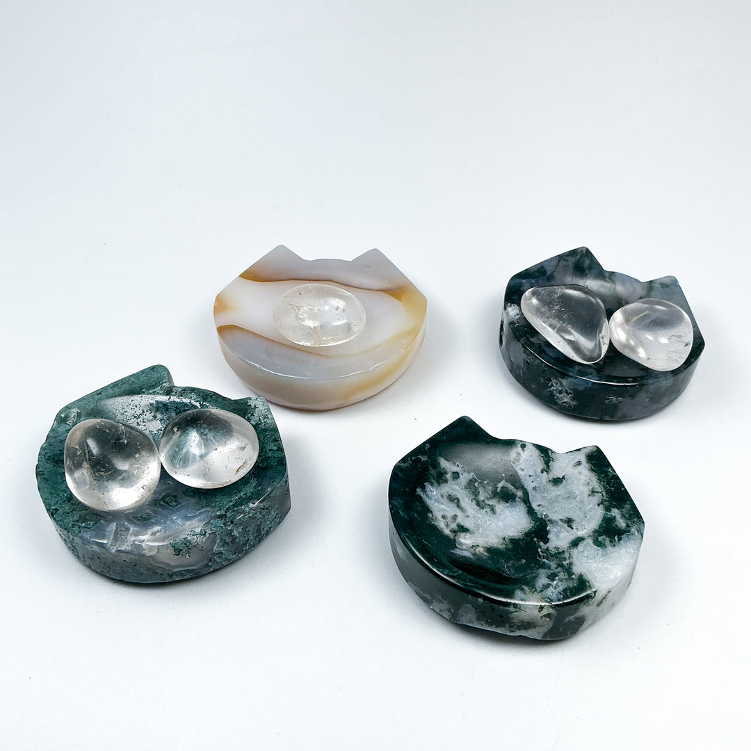Moss Agate Cat Bowl - Rocks and Gems Canada
