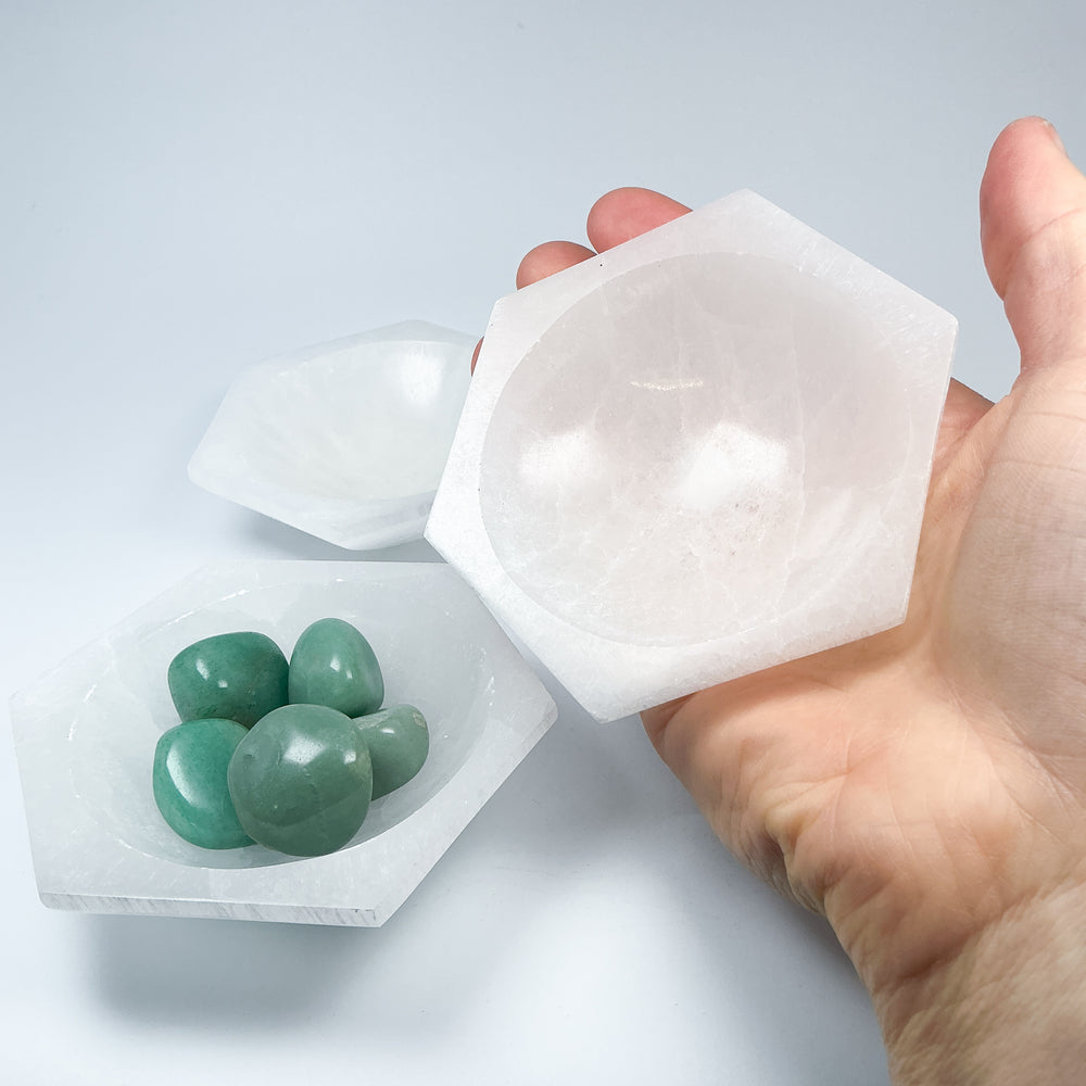 Selenite Hexagon Bowl - Rocks and Gems Canada