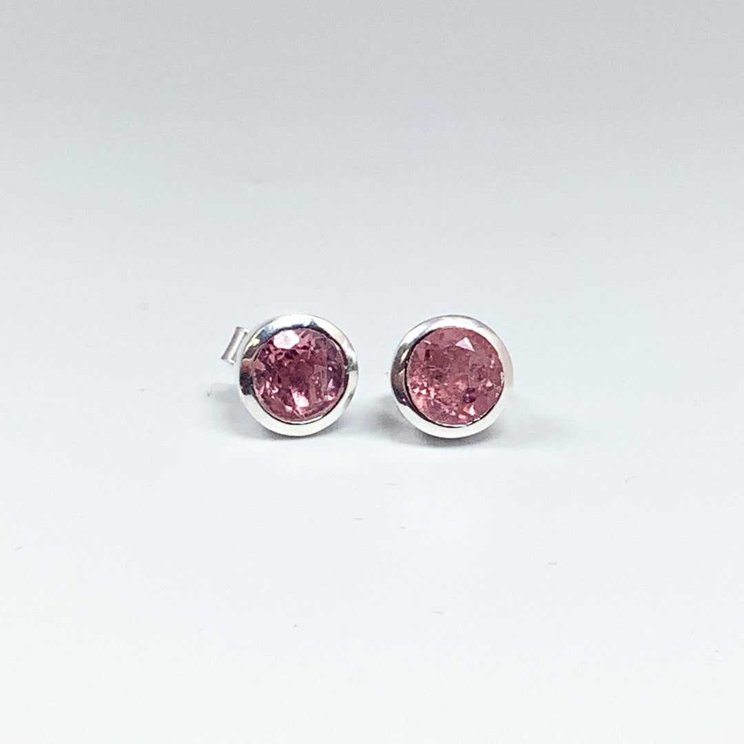 Pink Tourmaline Stud Earrings