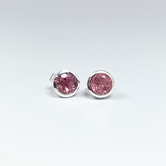 Pink Tourmaline Stud Earrings