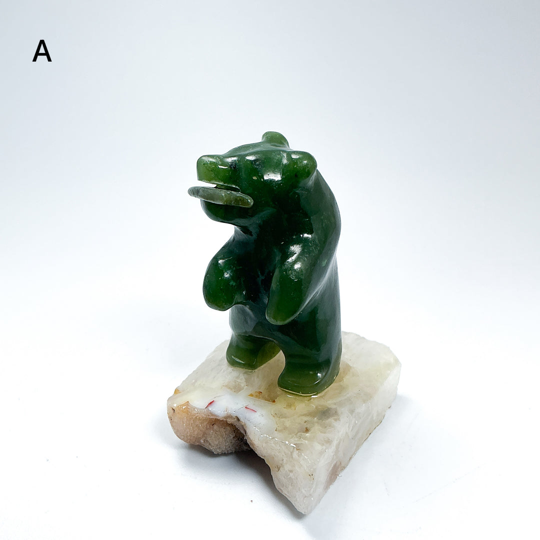 Jade Bear Carving on Base