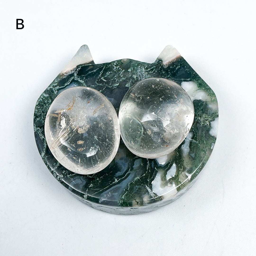 Moss Agate Cat Mini Bowl - Rocks and Gems Canada