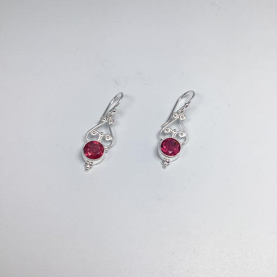 Pink Tourmaline Dangle Earrings