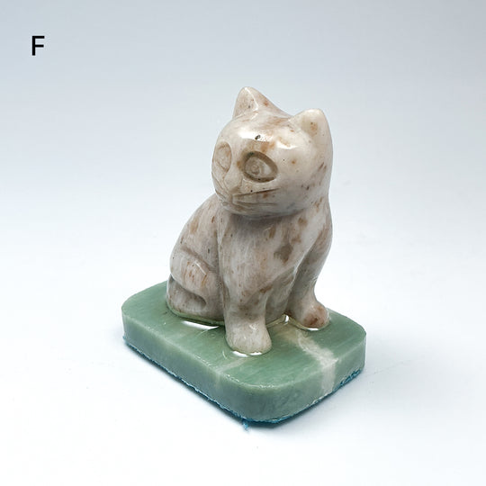 Champagne Jade Cat On Base - Rocks and Gems Canada