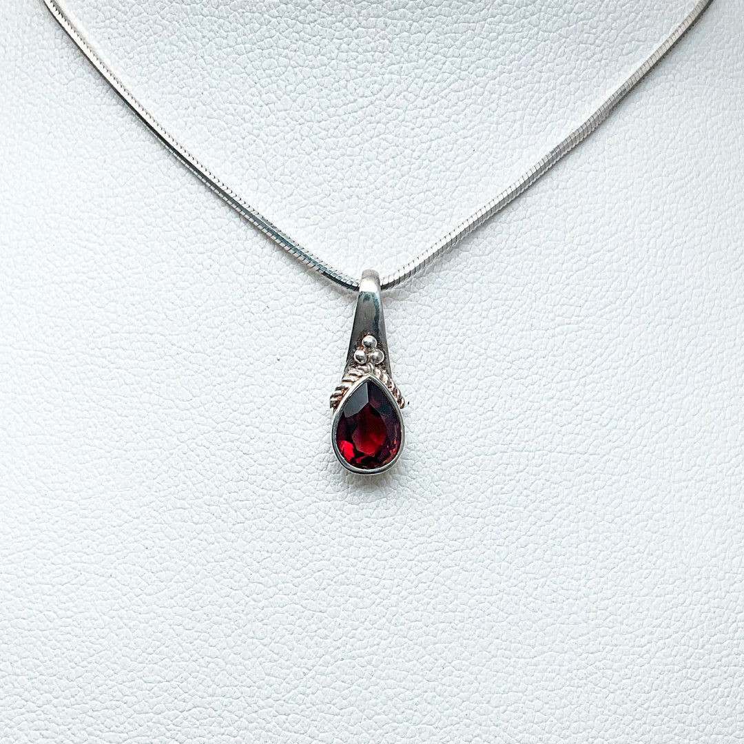 Garnet Pendant and Earrings Set