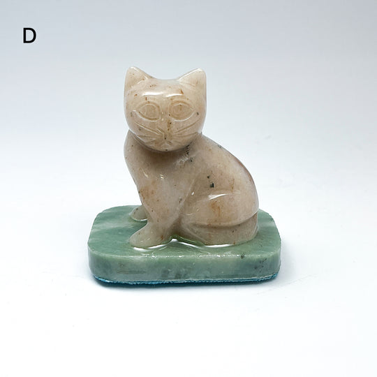 Champagne Jade Cat On Base - Rocks and Gems Canada