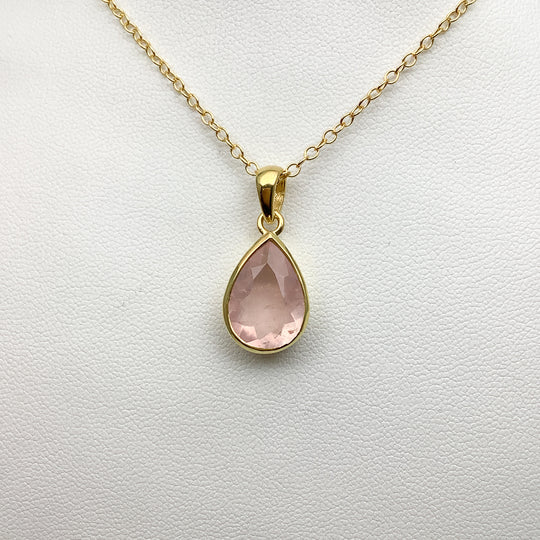 Rose Quartz Gold Finish Pendant - Rocks and Gems Canada
