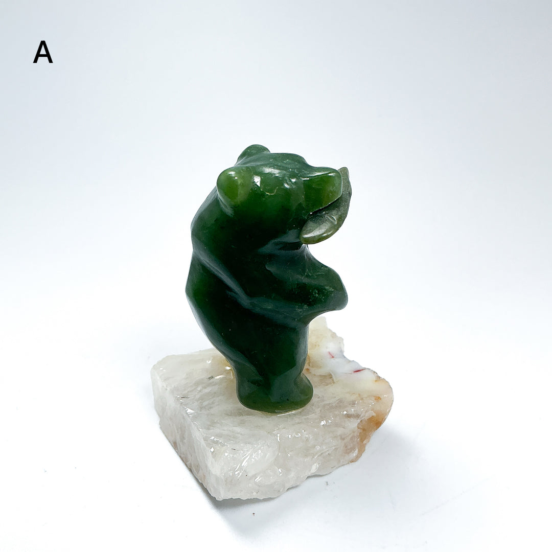 Jade Bear Carving on Base