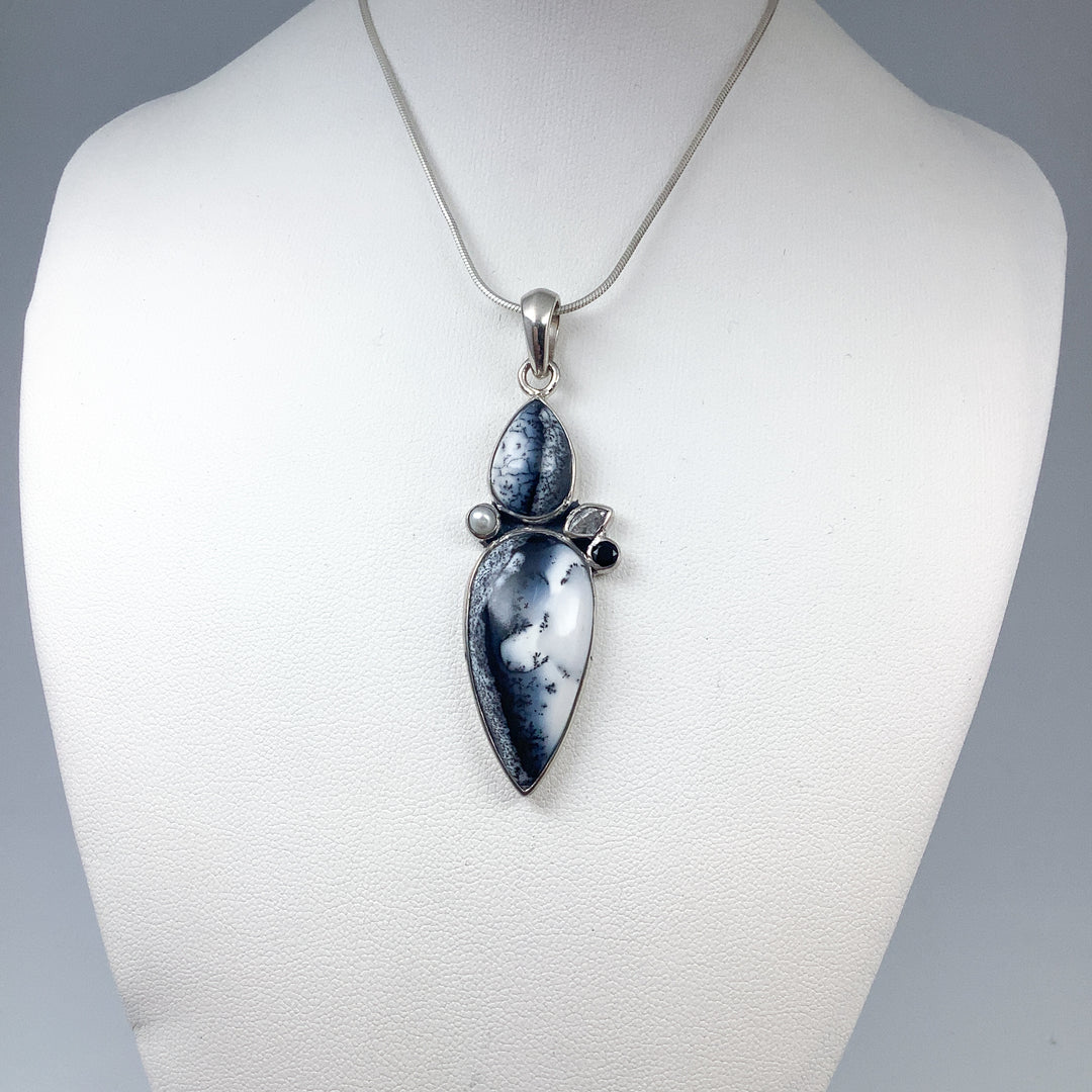 Dendritic Opal Pendant with Multi Stones - Rocks and Gems Canada