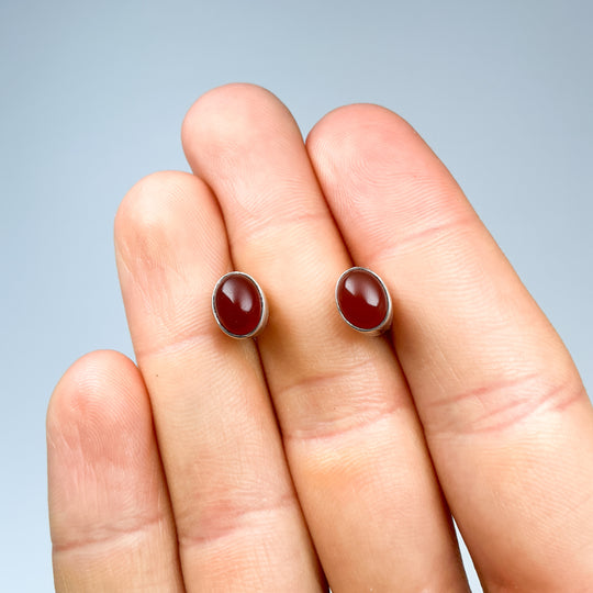 Carnelian Agate Stud Earrings