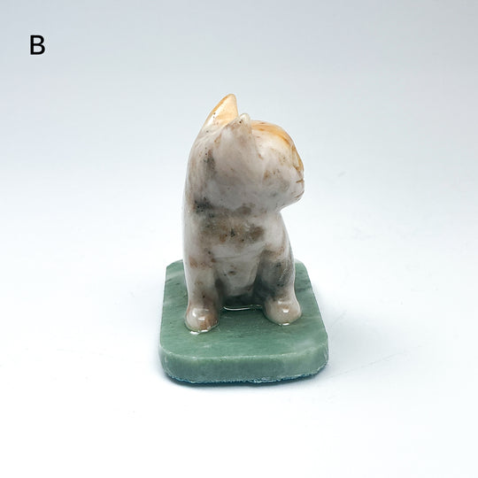 Champagne Jade Cat On Base - Rocks and Gems Canada