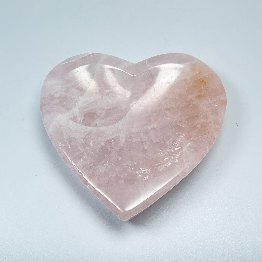 Carved Rose Quartz Heart Bowl - Rocks and Gems Canada