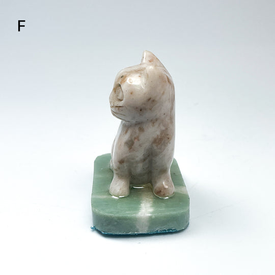 Champagne Jade Cat On Base - Rocks and Gems Canada