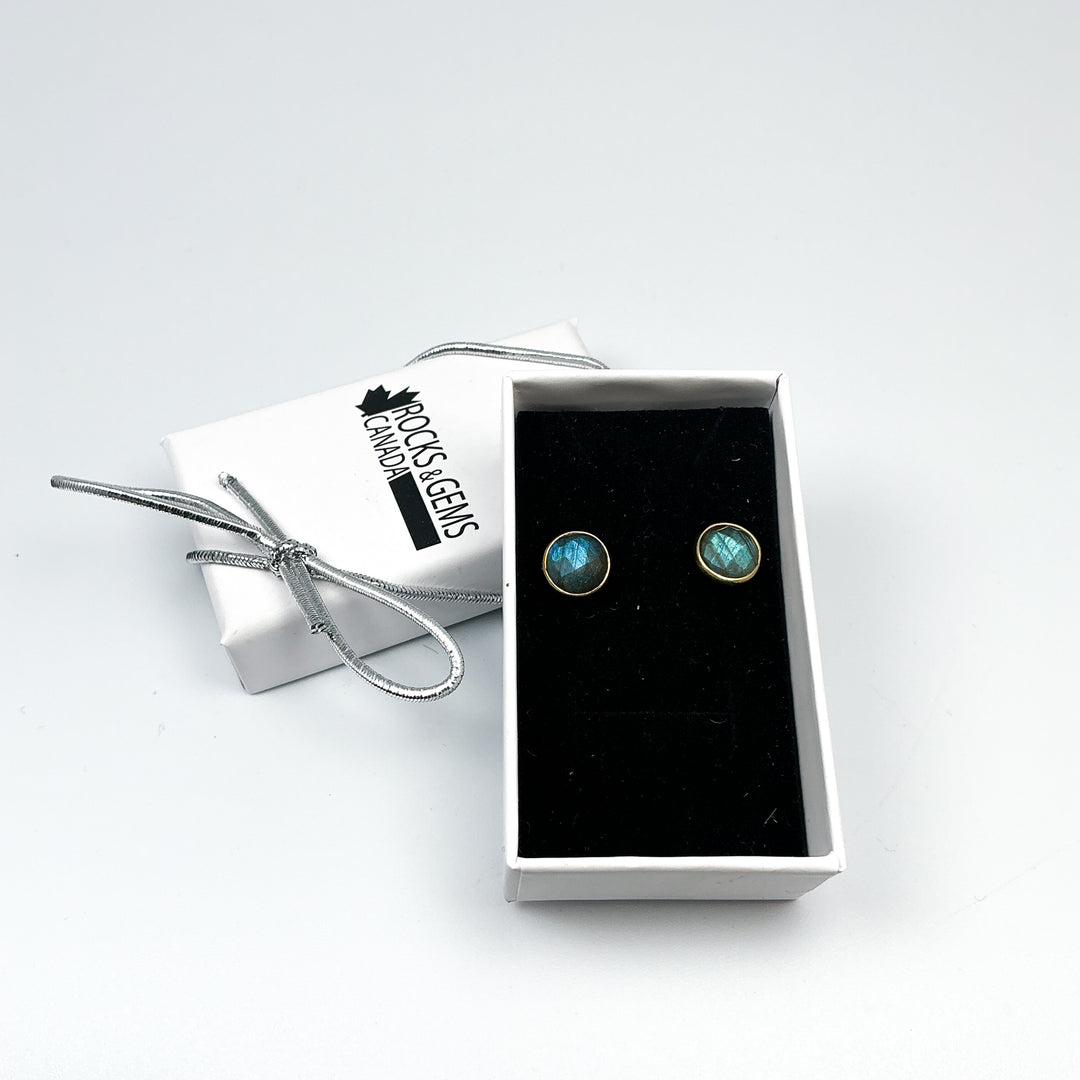 Labradorite Stud Earrings - Rocks and Gems Canada