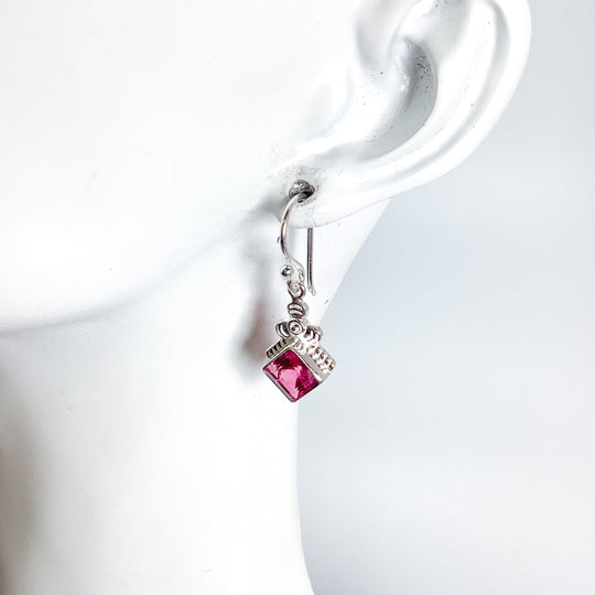 Pink Tourmaline Dangle Earrings