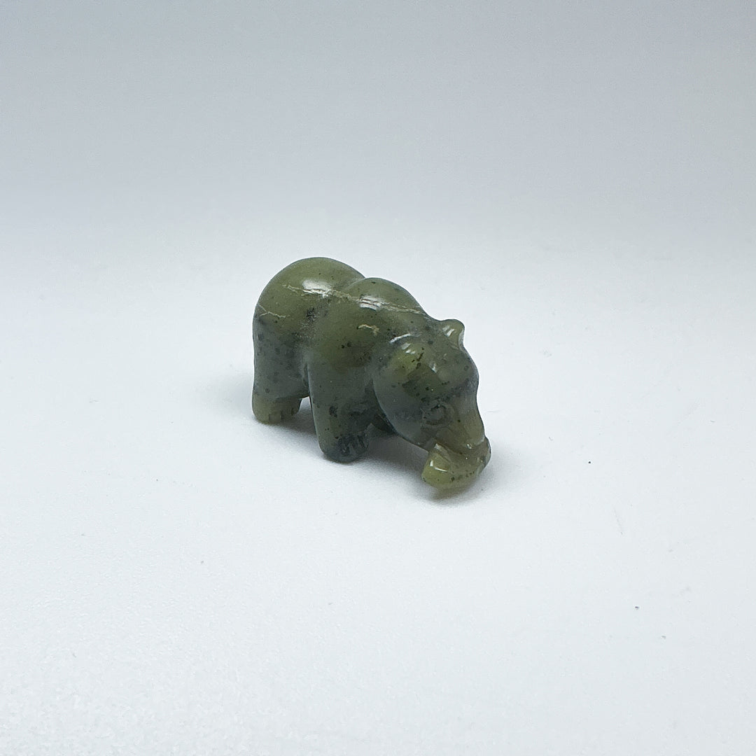 Mini Canadian Jade Bear with Fish Carving - Rocks and Gems Canada