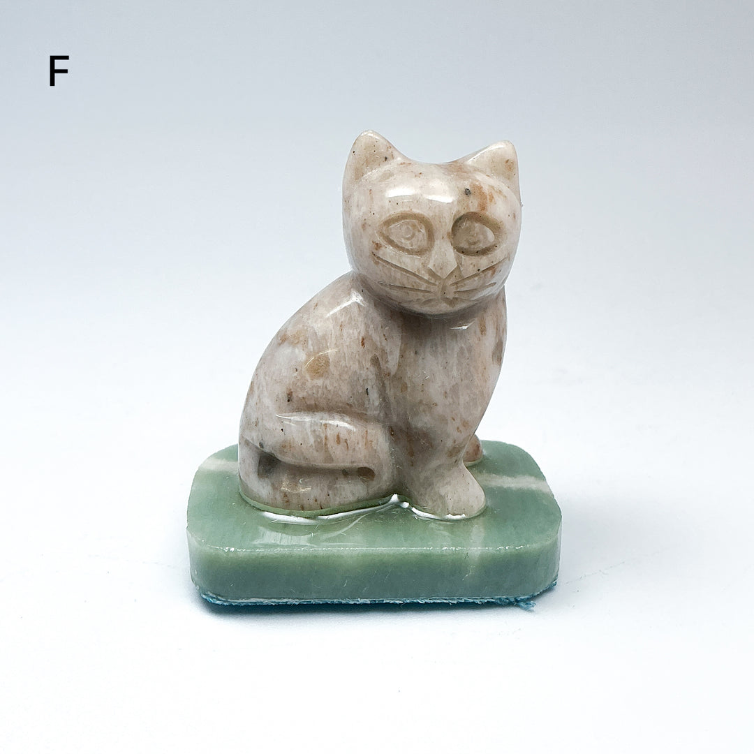 Champagne Jade Cat On Base - Rocks and Gems Canada
