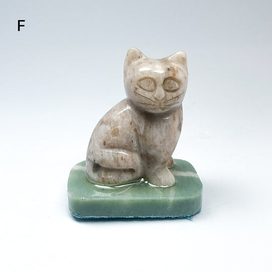 Champagne Jade Cat On Base - Rocks and Gems Canada