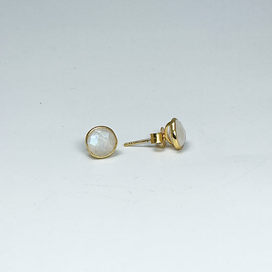 Rainbow Moonstone Stud Earrings - Rocks and Gems Canada