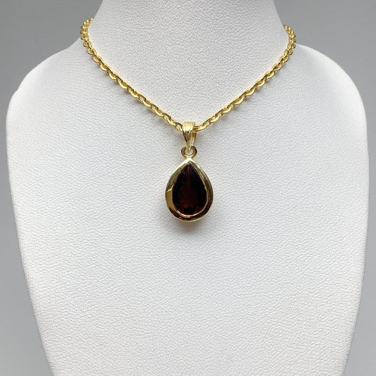 Garnet Gold Finish Pendant - Rocks and Gems Canada