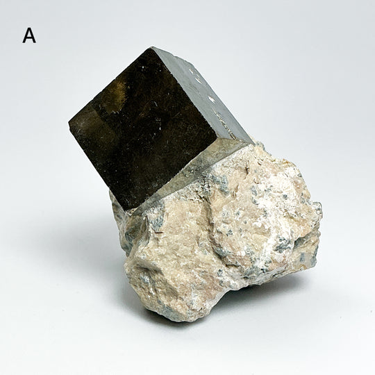 Iron Pyrite Cube in Matrix