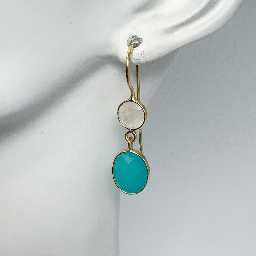Blue Onyx and Moonstone Dangle Earrings - Rocks and Gems Canada