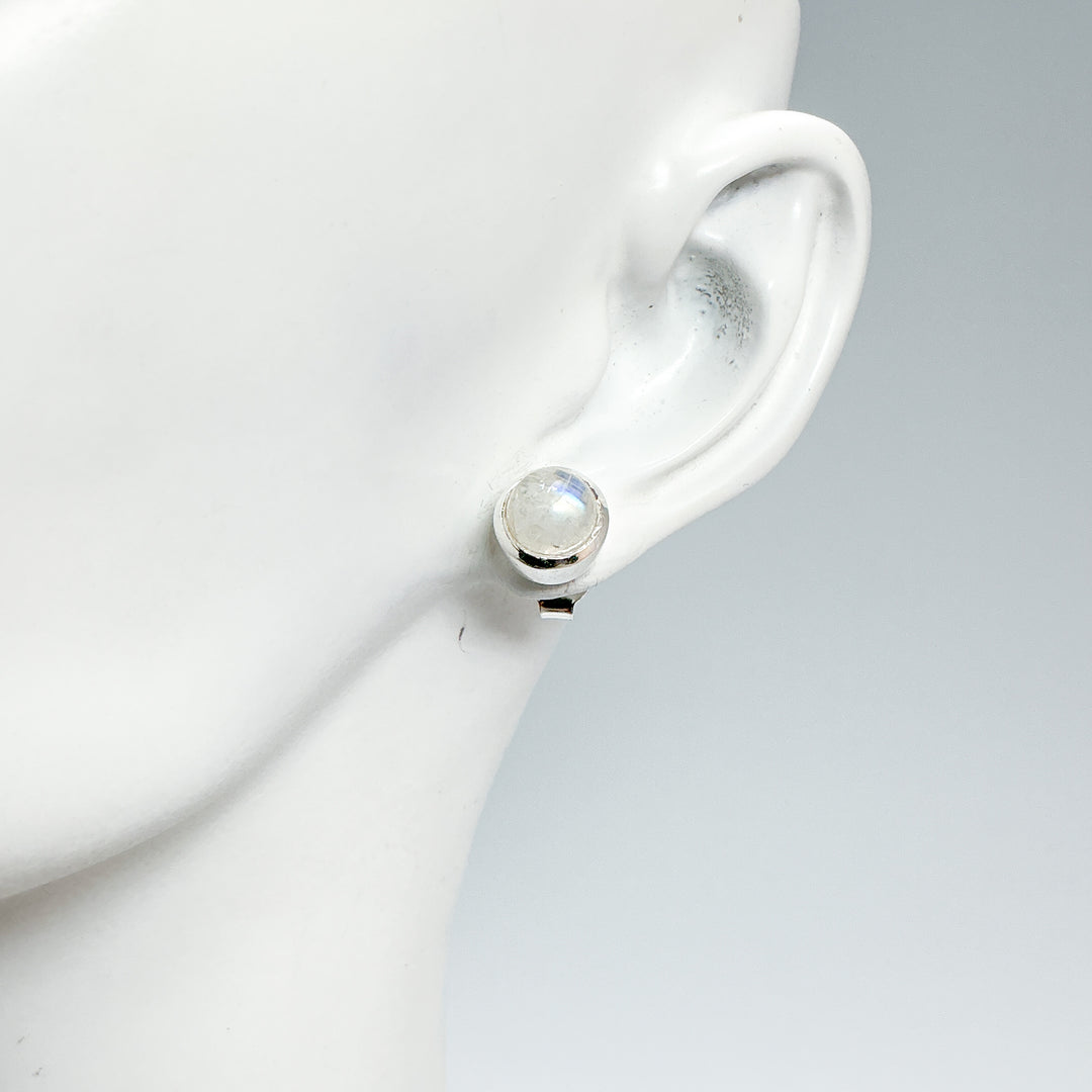 Rainbow Moonstone Stud Earrings - Rocks and Gems Canada
