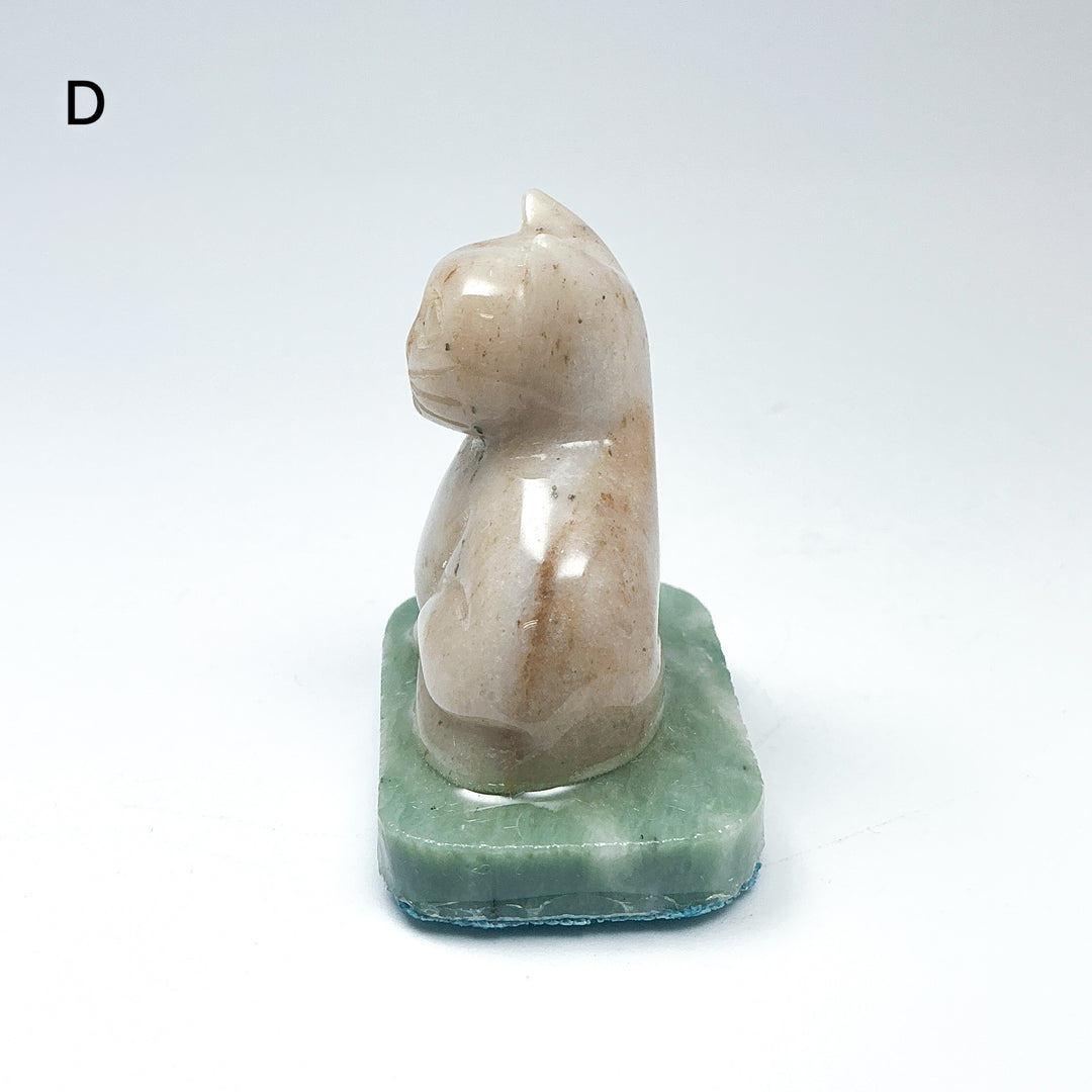 Champagne Jade Cat On Base - Rocks and Gems Canada