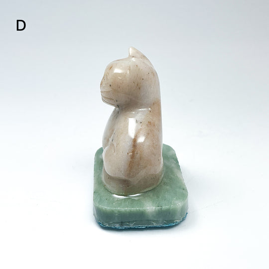 Champagne Jade Cat On Base - Rocks and Gems Canada