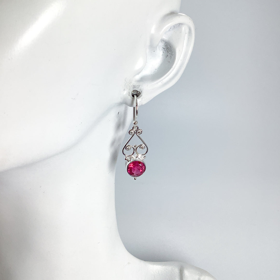 Pink Tourmaline Dangle Earrings