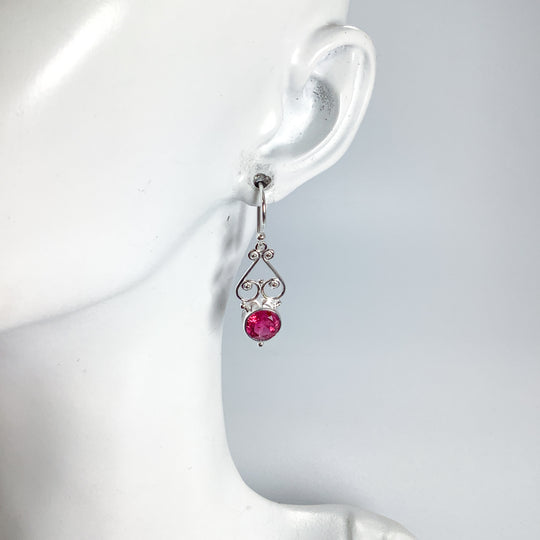 Pink Tourmaline Dangle Earrings