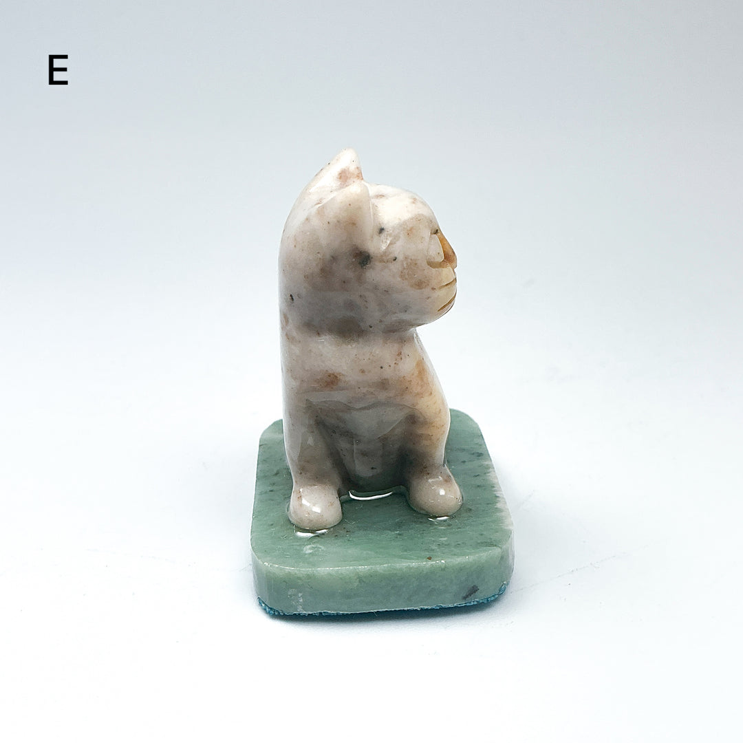 Champagne Jade Cat On Base - Rocks and Gems Canada