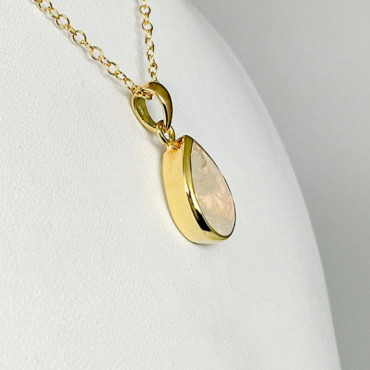 Rainbow Moonstone Gold Finish Pendant - Rocks and Gems Canada