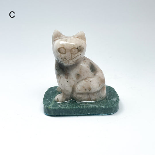 Champagne Jade Cat On Base - Rocks and Gems Canada
